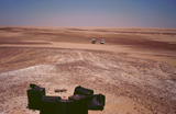 LRDG camp marked by petrol tins on a mound